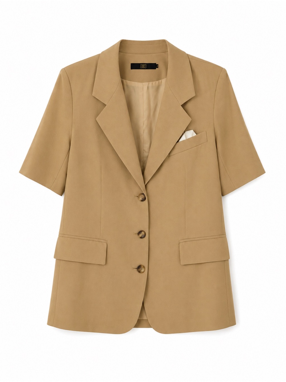 Taobao Camel Short Sleeve Blazer | Size M | Shoulder Pads